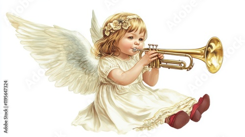Angelic Child Playing Trumpet