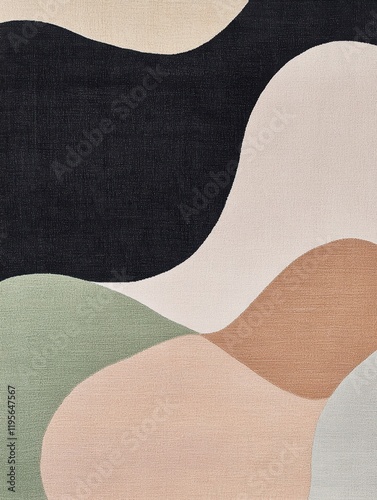 Abstract textile design featuring organic shapes and muted colors creating a modern aesthetic for home decor