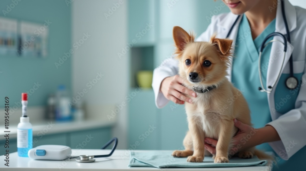 Small Dog at Veterinary Clinic Examination Small Dog at Veterinary Clinic Examination