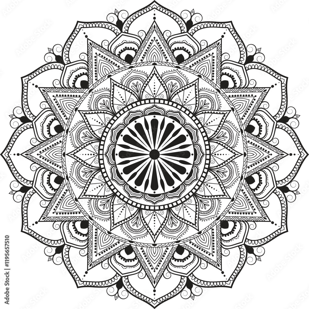 Fototapeta premium Mandala coloring book template wallpaper design lace pattern and a round design