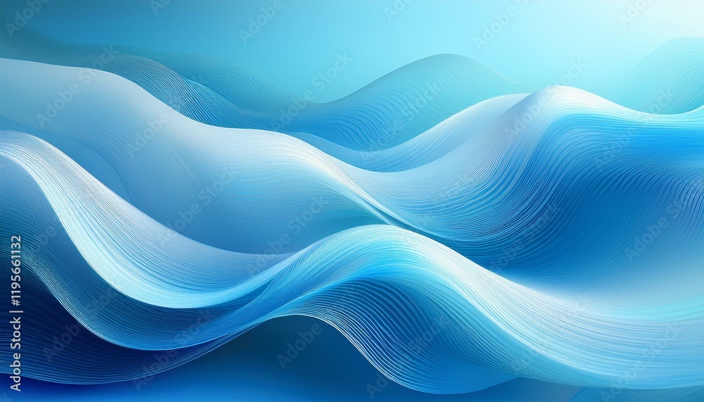 Fototapeta premium soft blue abstract background with flowing white lines and gradient