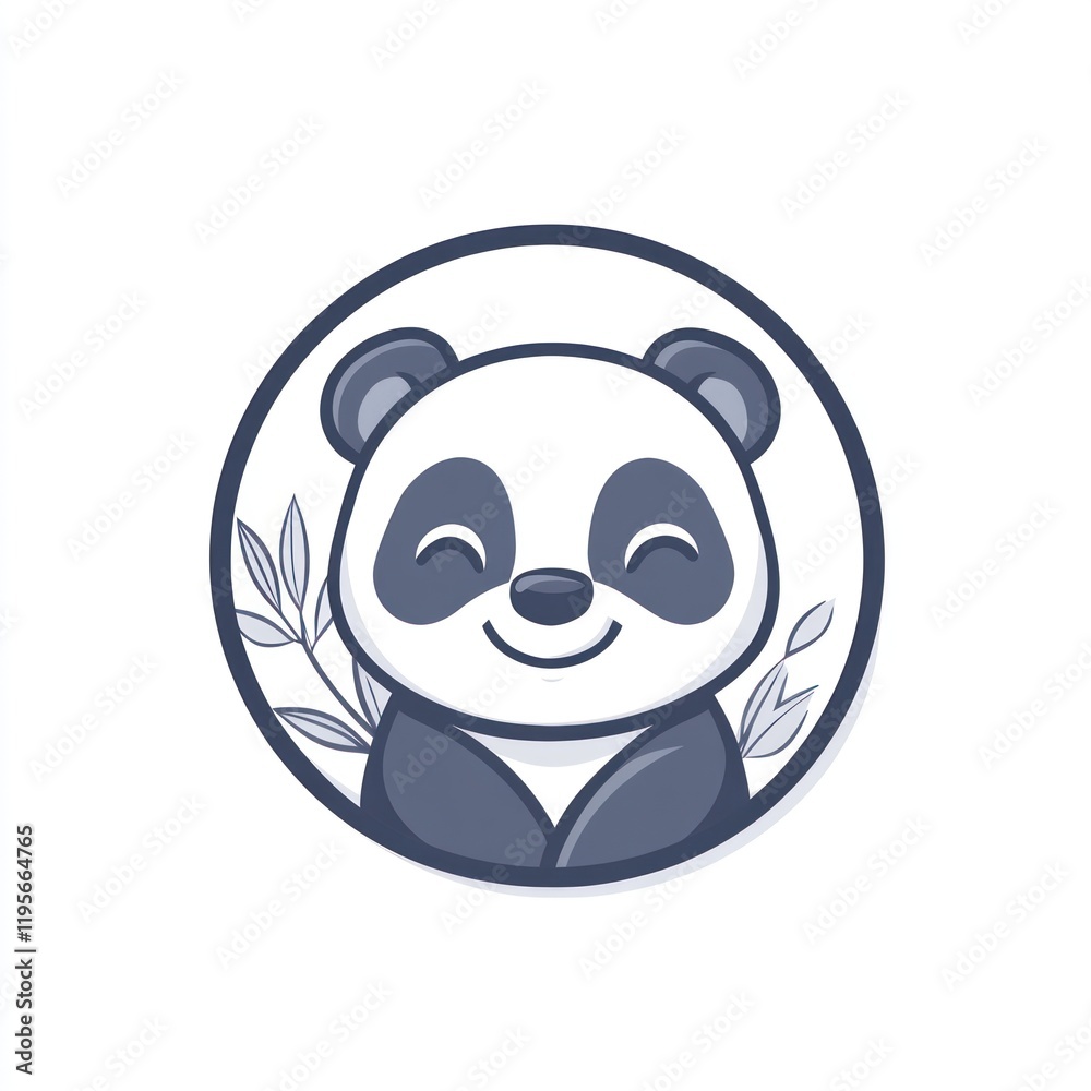 Happy Panda Avatar, Circle, White Background, Logo Design Happy Panda Avatar, Circle, White Background, Logo Design