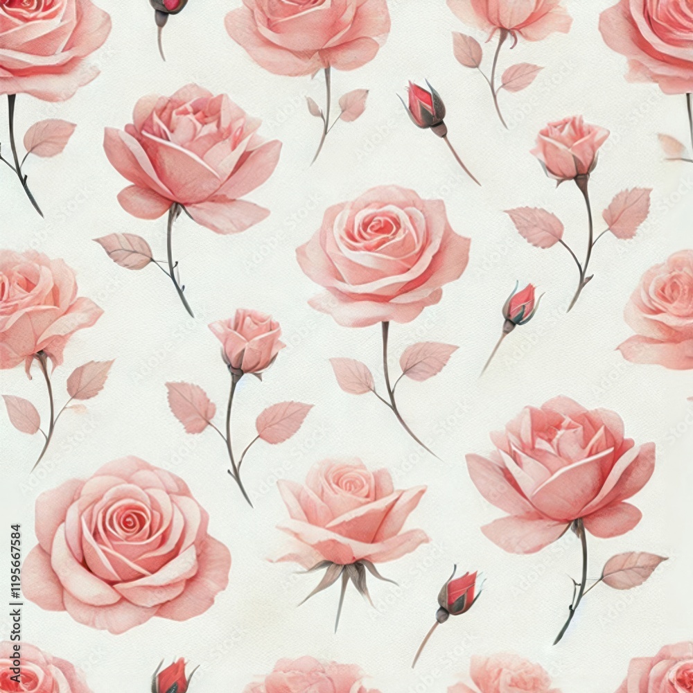 soft pink rose floral pattern on a light background concept of fabric design, greeting cards, and wedding invitations soft pink rose floral pattern on a light background concept of fabric design, greeting cards, and wedding invitations
