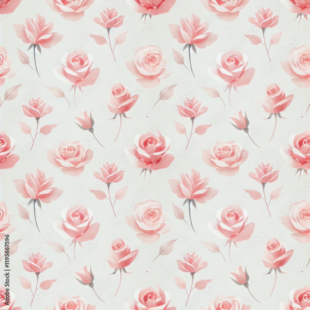 soft pink rose floral pattern on a light background concept of fabric design, greeting cards, and wedding invitations