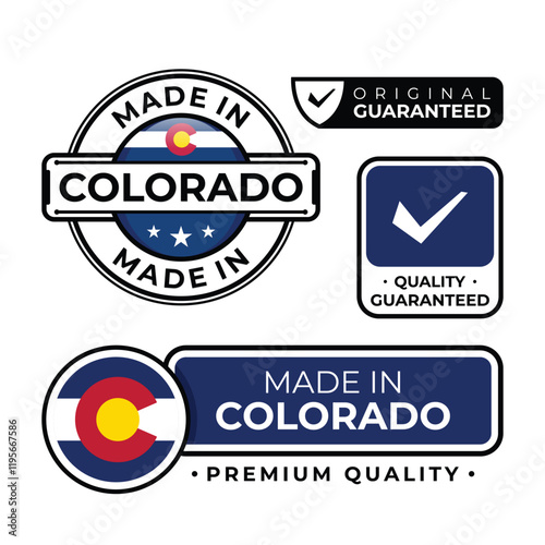 Badge bundle made in Colorado label icon emblem isolated on white background