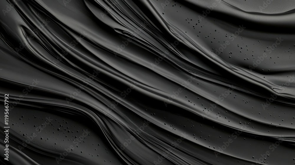 Obraz premium Abstract black liquid swirls create a dramatic, elegant texture. The deep shadows and subtle highlights add depth and visual interest.