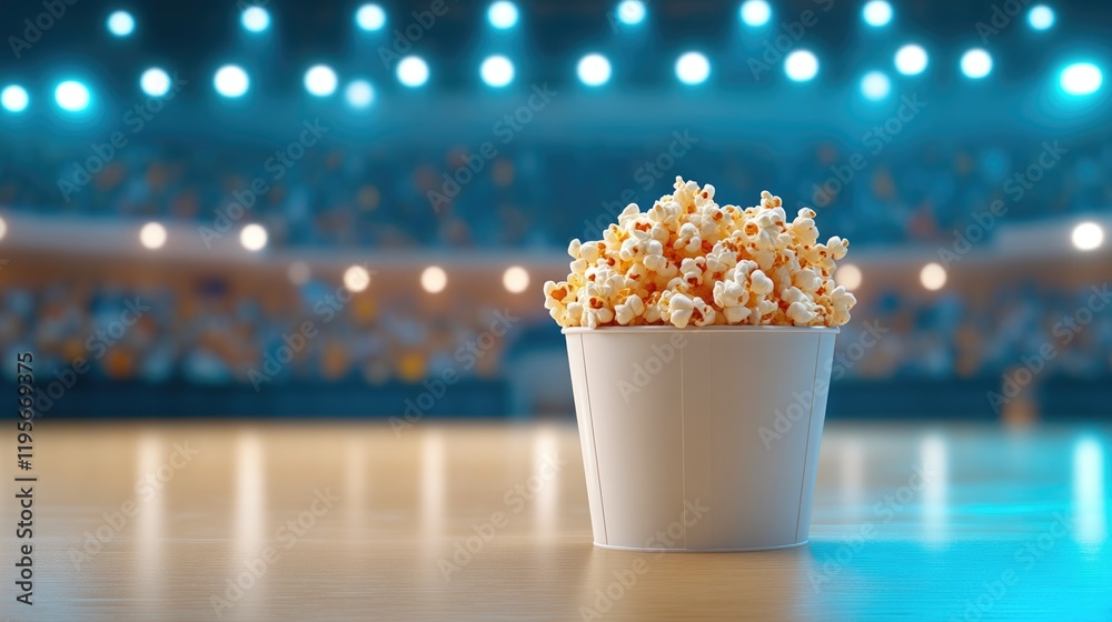 Bucket of Popcorn, Basketball Game Night Bucket of Popcorn, Basketball Game Night