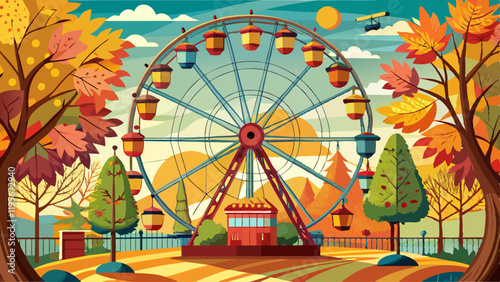 Charming vintage ferris wheel at a fall fair