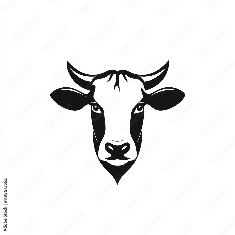 Black and white cow head graphic, farm, logo design Black and white cow head graphic, farm, logo design