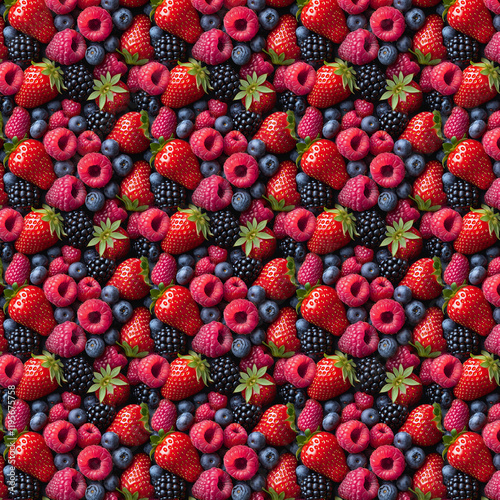  Fruit pattern of colorful berries.