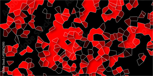 Abstract Red & Black background with triangles. Colorful geometric wattled mosaic pattern wallpaper. Voronoi diagram background. Geometric Retro tiles pattern. Quartz Crystal & Broken Stained-Glass