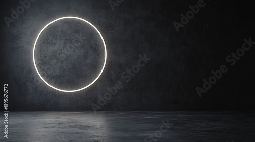 Moody dark background with a bright circular light. Perfect for minimalist designs and product displays.