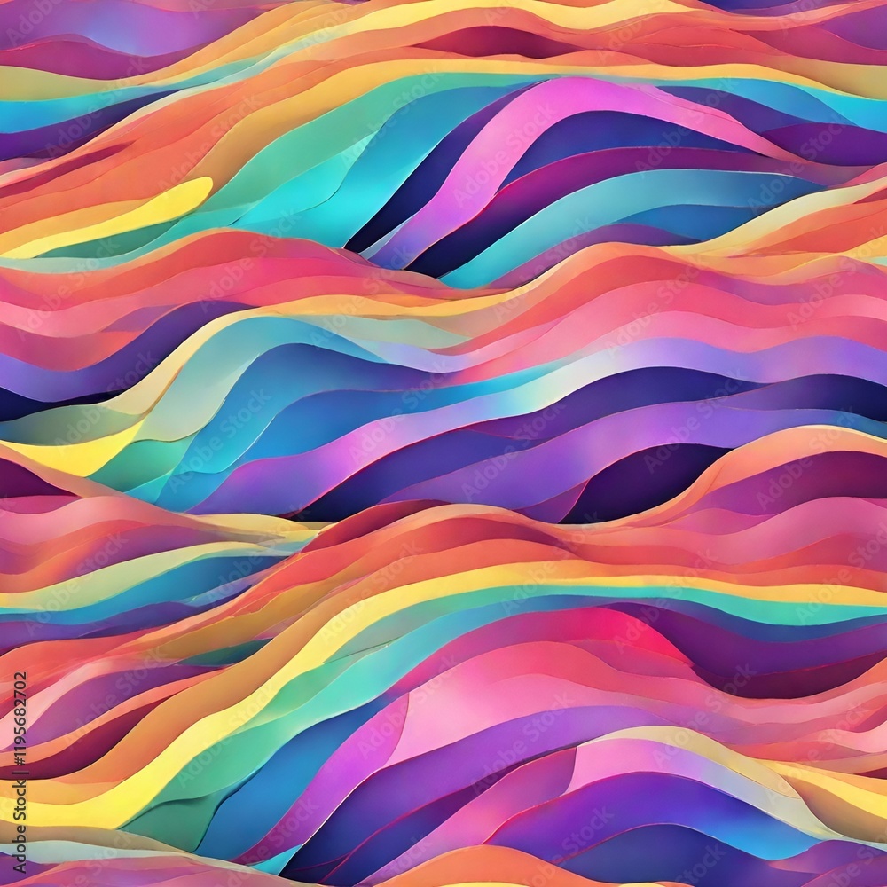 Fototapeta premium Seamless rainbow abstract wavy line pattern