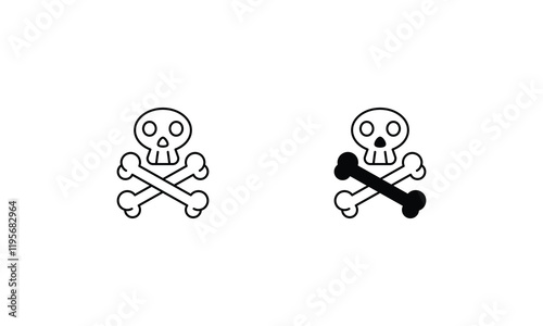 Crossbones icon set line and glyph vector illustration