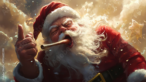 Santa snorts ton. Crystalpath. Illustration