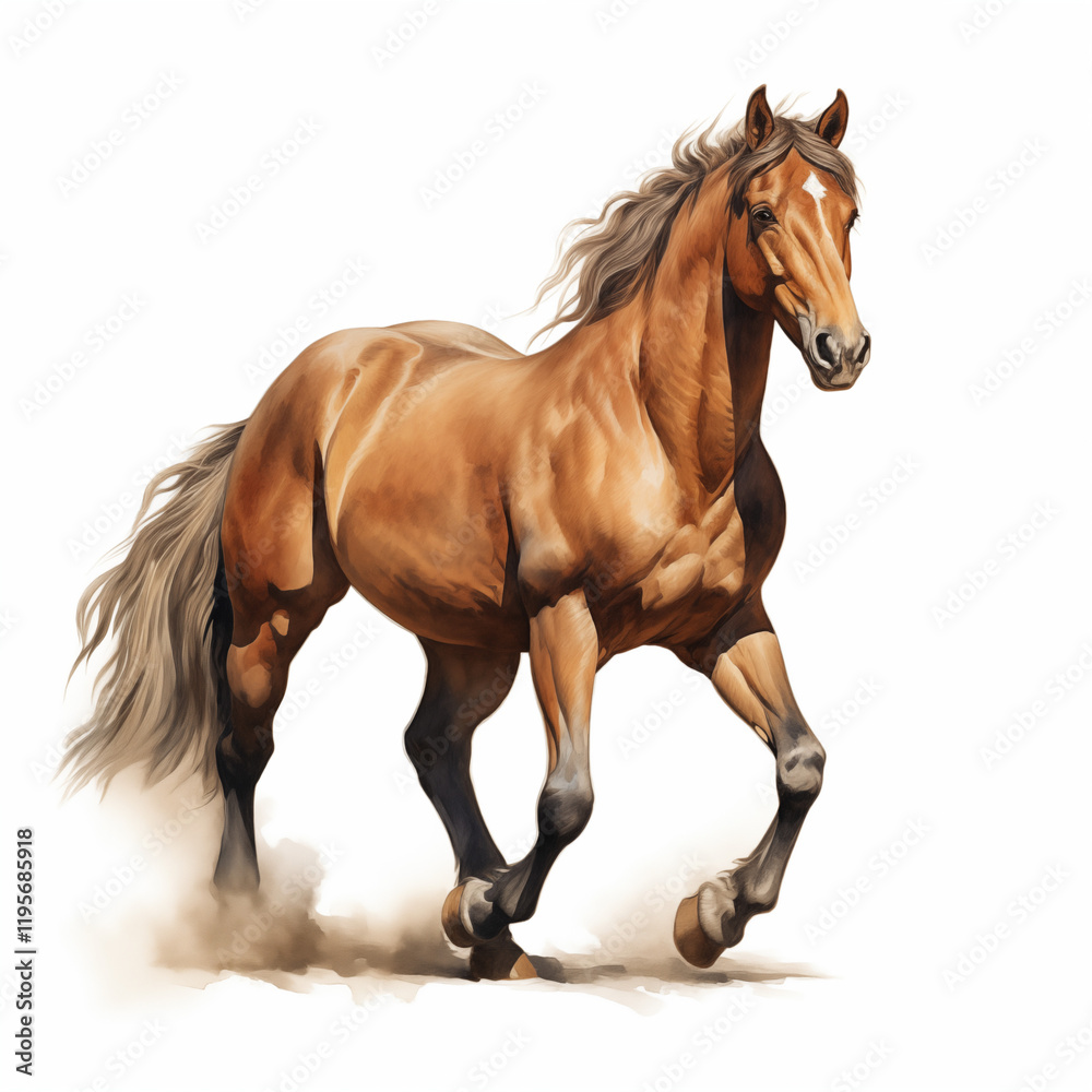Obraz premium Running Horse on White Background