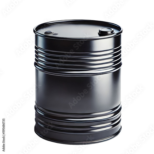 Black Industrial Oil Drum isolated on transparent Background photo