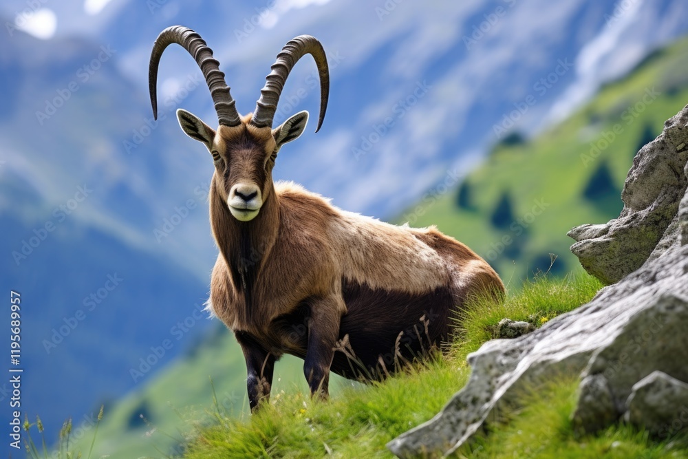 Majestic Alpine Ibex in Gran Paradiso National Park, Italy: Hiking with these Italian Mammals in the Green Piedmont Scenery (AR 3:2) Majestic Alpine Ibex in Gran Paradiso National Park, Italy: Hiking with these Italian Mammals in the Green Piedmont Scenery (AR 3:2)