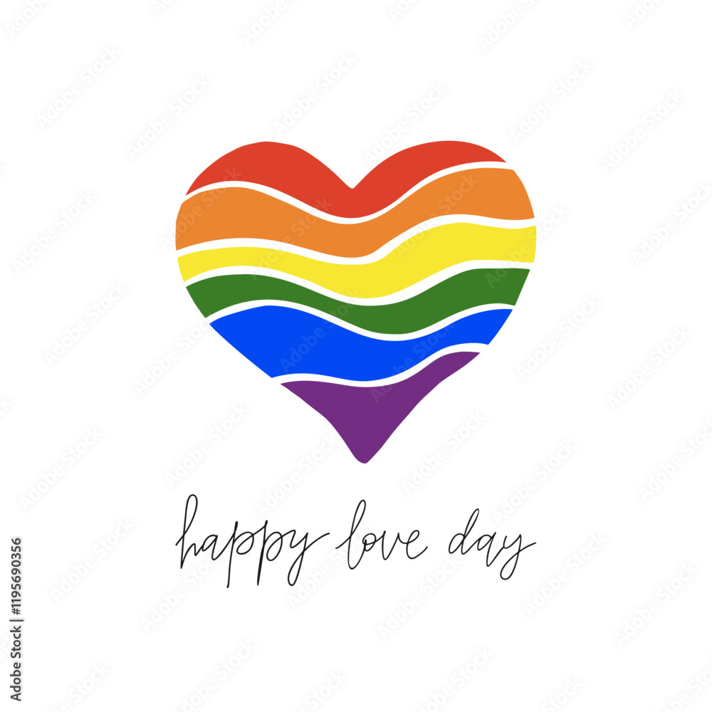 Happy love day vector illustration. Design element with rainbow heart for St. Valentine day, wedding. Happy love day vector illustration. Design element with rainbow heart for St. Valentine day, wedding.
