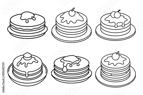 Pancakes sets icon vector on White Background ,Vector Art Illustration on white background.