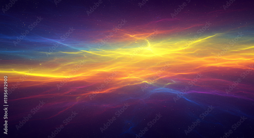 Fototapeta premium Vibrant Nebula: Cosmic Rainbow of Glowing Gas and Dust