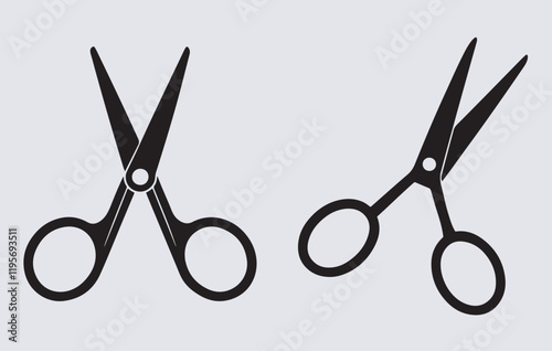 set of scissors silhouette vector art illustration