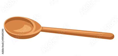 Illustration of wooden spoon. Stylized kitchen object for cooking recipe and menu.