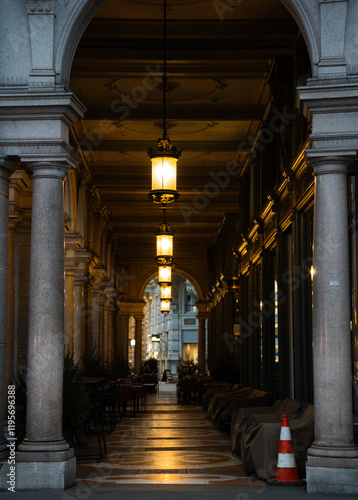 colonnade in the night