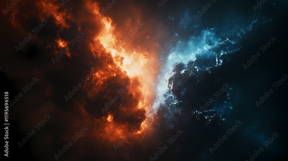 Obraz premium Abstract dark fantasy cosmic background with thunder and lightning
