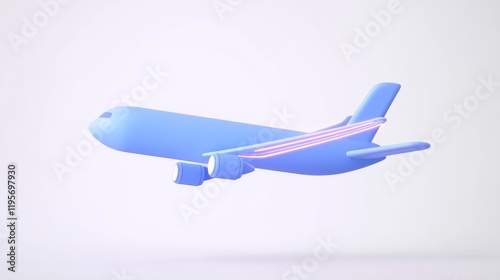 Wallpaper Mural A stylized blue airplane model with vibrant accents, depicted in a minimalist design against a light background. Torontodigital.ca