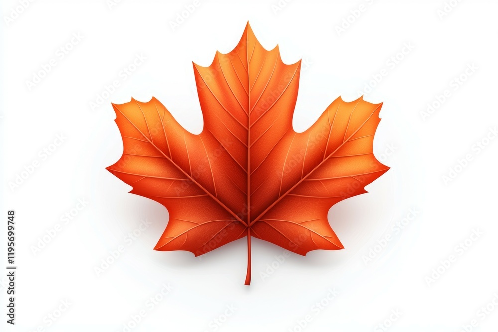Obraz premium Leaf with a red stem and veins