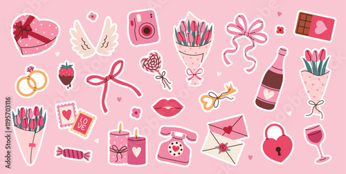 A set of stickers for Valentine's Day