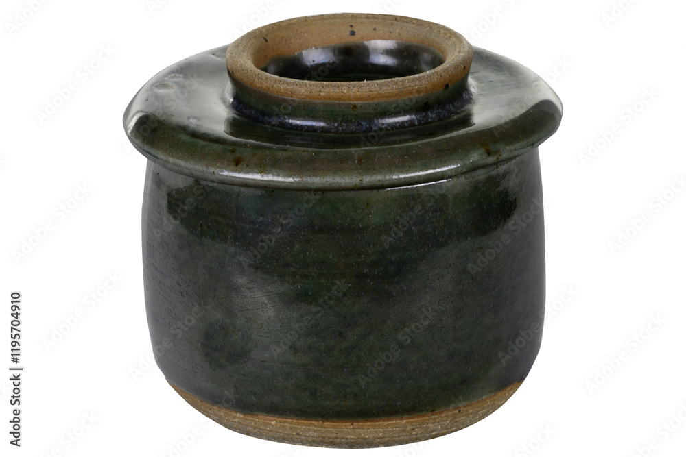 French butter crock Gree better bell handmade on a transparent Background French butter crock Gree better bell handmade on a transparent Background
