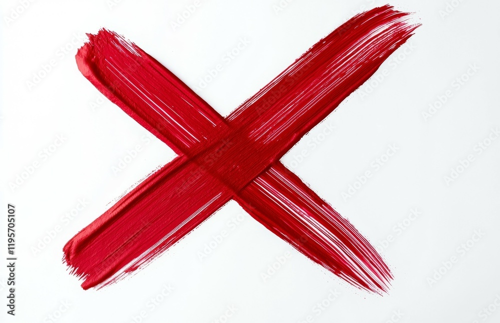 Red X is drawn on a white background Red X is drawn on a white background