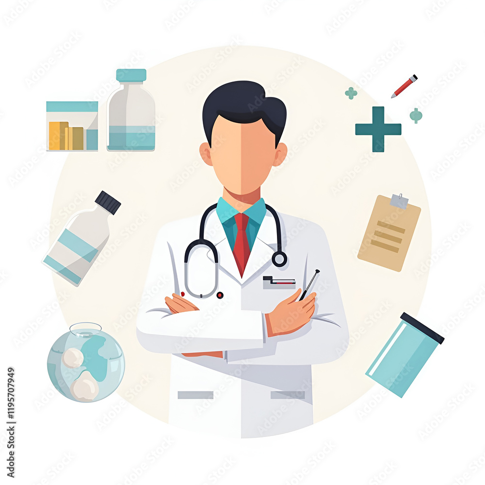 A doctor standing confidently in medical attire perfect for healthcare A doctor standing confidently in medical attire perfect for healthcare
