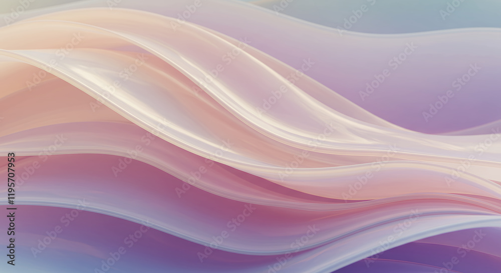 Fototapeta premium Abstract Pastel Wave Background: Smooth, Flowing 3D Render of Soft Colors