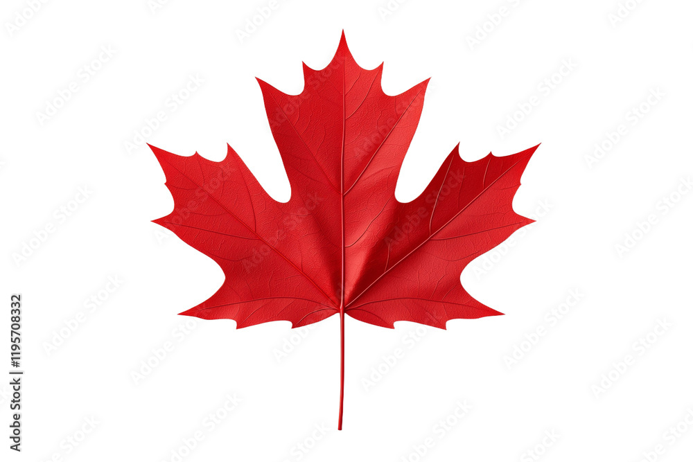 Naklejka premium Red maple leaf is shown on a white background