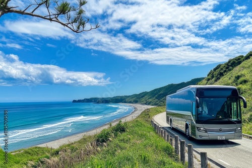 Coastal Bus Trip: Scenic Route by the Ocean