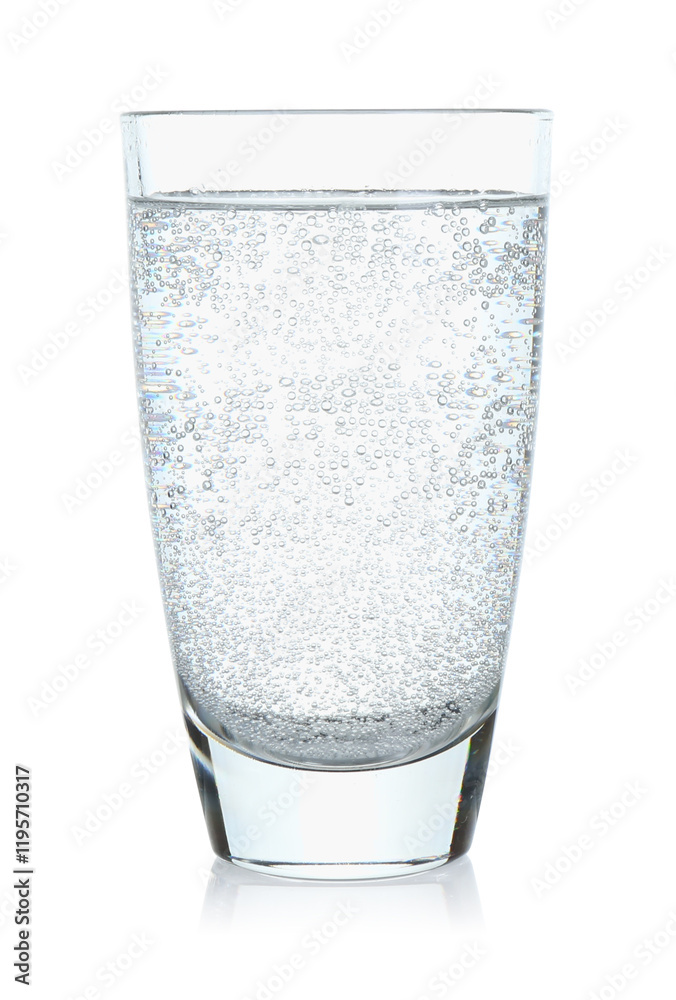 Refreshing soda water in glass isolated on white Refreshing soda water in glass isolated on white