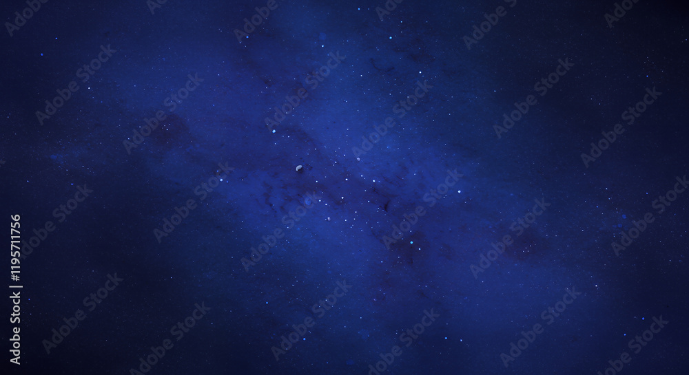 Obraz premium Deep Space Nebula, Cosmic Background, Starry Night Sky, Dark Blue Galaxy