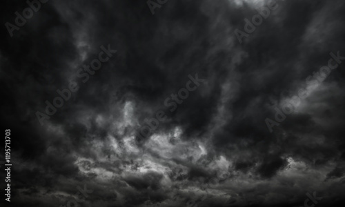 Fototapeta Naklejka Na Ścianę i Meble -  dark dramatic sky with black stormy clouds before rain as abstract background, extreme weather
