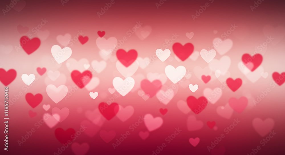 Romantic Valentine's Day Background with Blurred Hearts Romantic Valentine's Day Background with Blurred Hearts