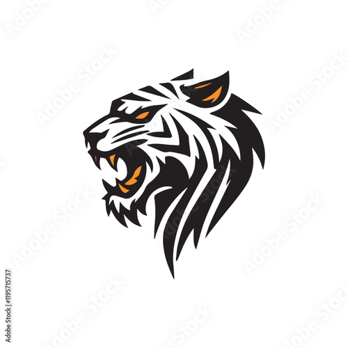 Wallpaper Mural Fierce Head of Saber Toothed Tiger Roaring logo Design Torontodigital.ca