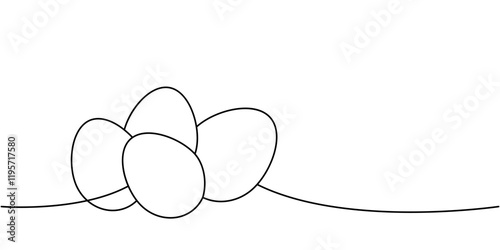 Chicken eggs one line continuous drawing. Organic farm product. Vector illustration