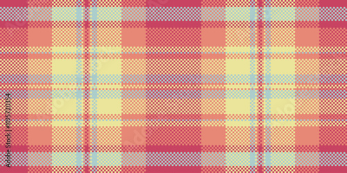 Outside background tartan vector, refresh seamless check textile. Lady pattern plaid texture fabric in red and yellow colors.