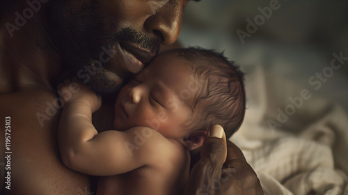 A Tender Moment of Connection in Kangaroo Care - Skin to Skin Contact with Newborn
