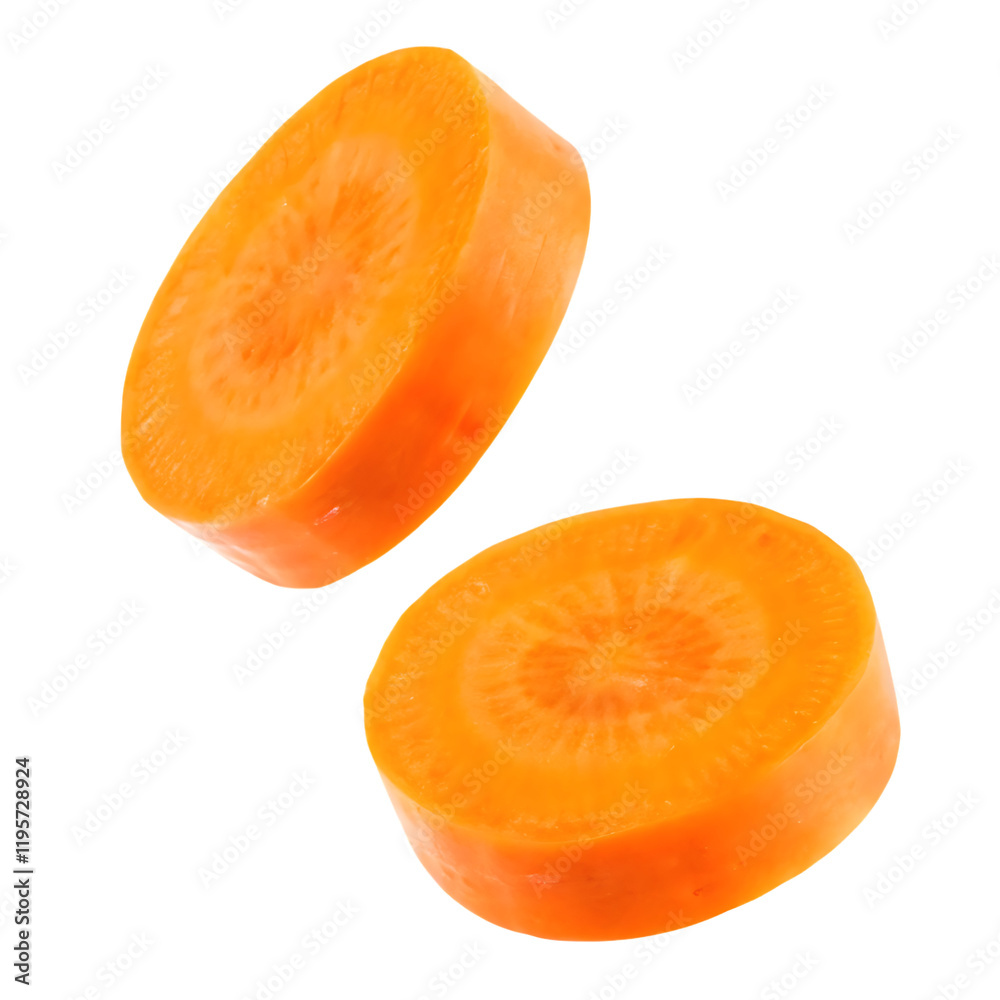 Falling Carrot slice isolated on white background .PNG Falling Carrot slice isolated on white background .PNG