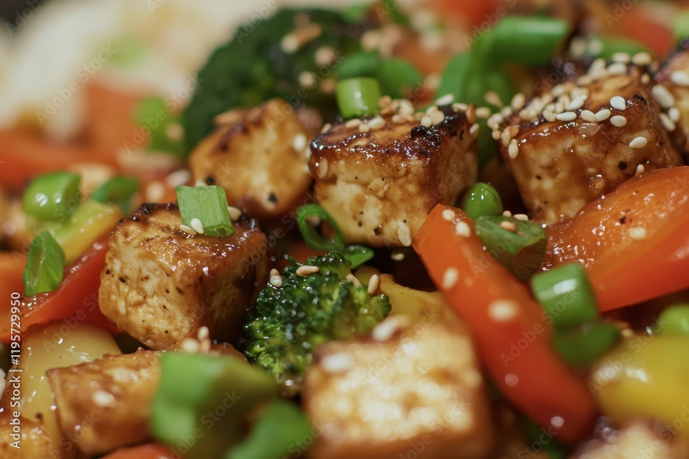 Colorful Tofu Stir-Fry with Vegetables and Rice Colorful Tofu Stir-Fry with Vegetables and Rice