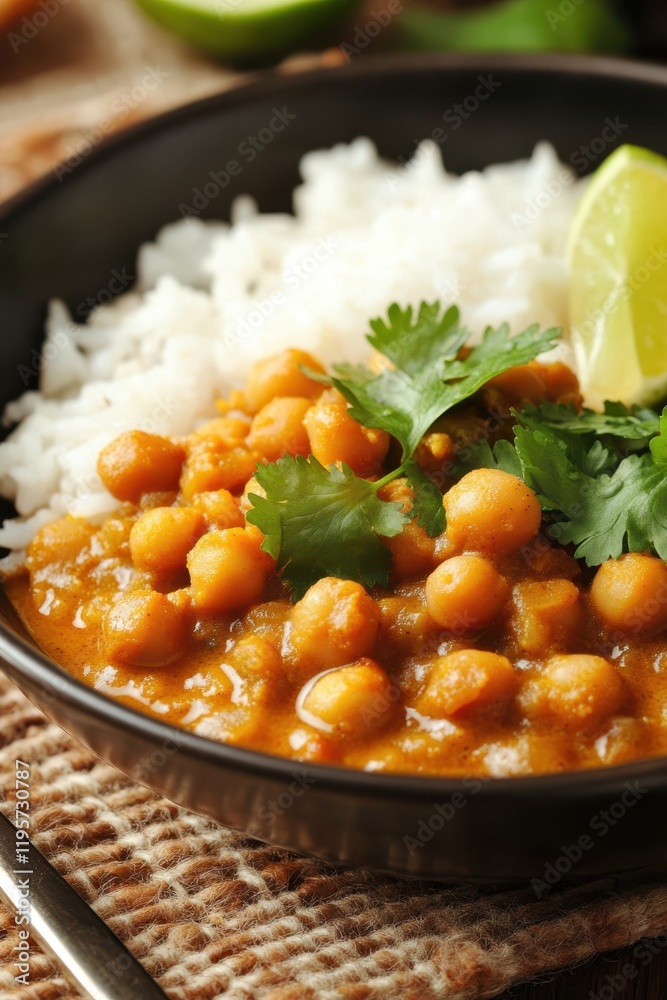Lentil and Chickpea Curry with Rice and Fresh Cilantro Lentil and Chickpea Curry with Rice and Fresh Cilantro