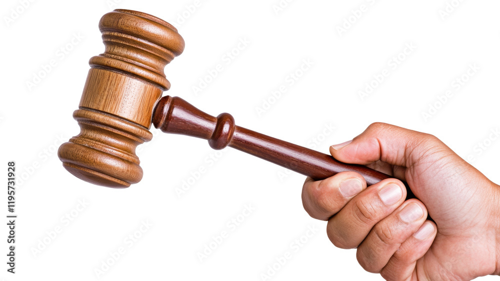 Hand with gavel, isolated on transparent background Hand with gavel, isolated on transparent background